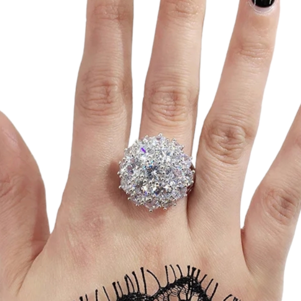 Sterling silver diamond ring - Picture 2 of 5